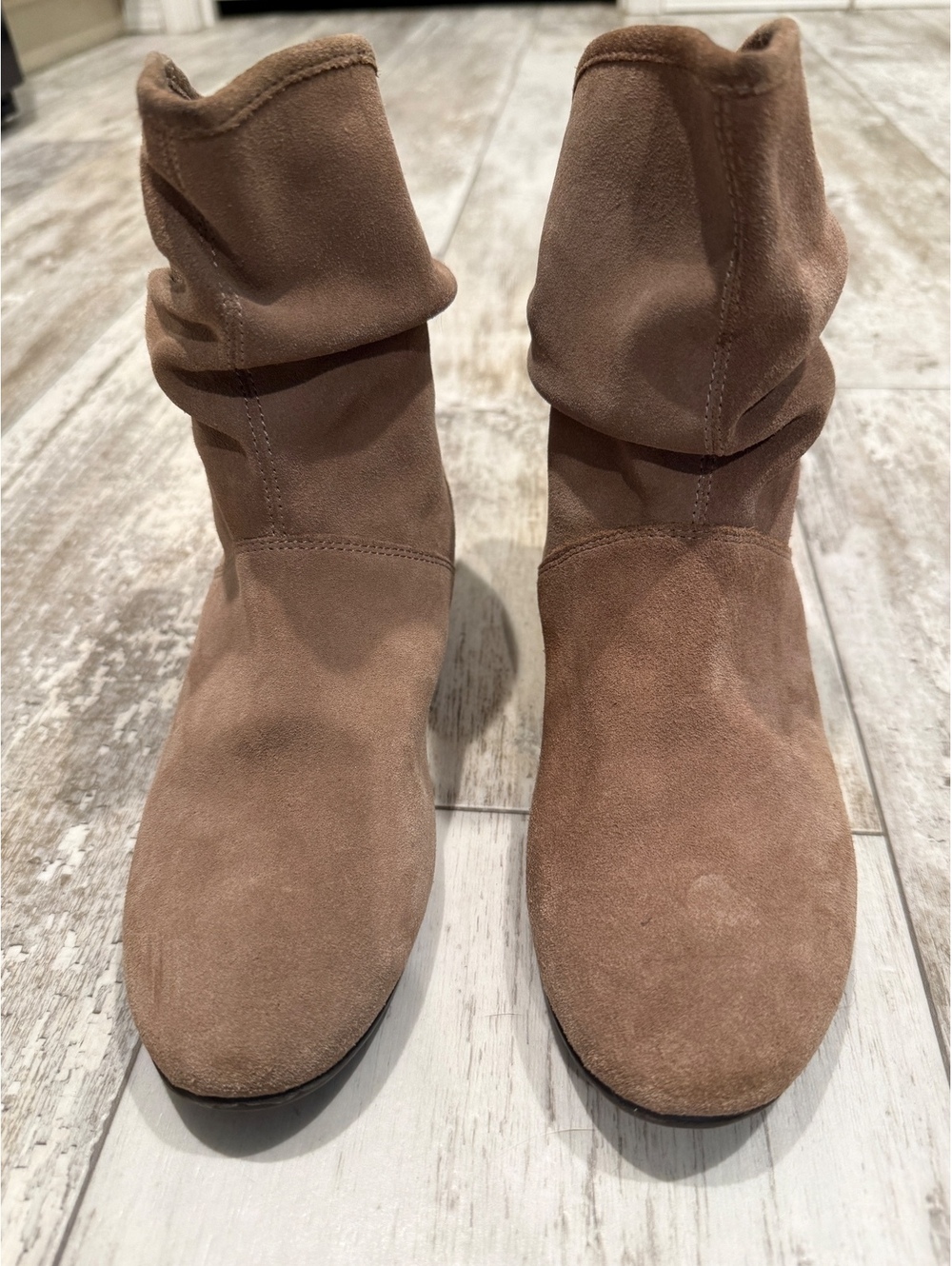 Style & Co 7M Taupe Suede Slouch Ankle Boots Boho